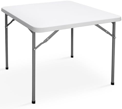 33 Inch Folding Card Table, Indoor Outdoor Portable Plastic Kitchen or Camping Picnic Party Wedding Event Table