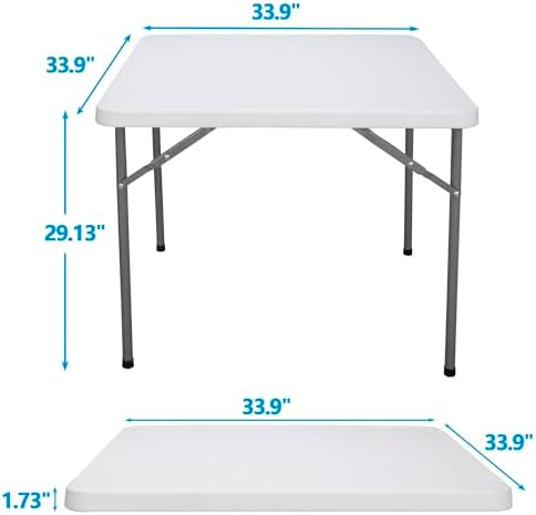33 Inch Folding Card Table, Indoor Outdoor Portable Plastic Kitchen or Camping Picnic Party Wedding Event Table, alternate