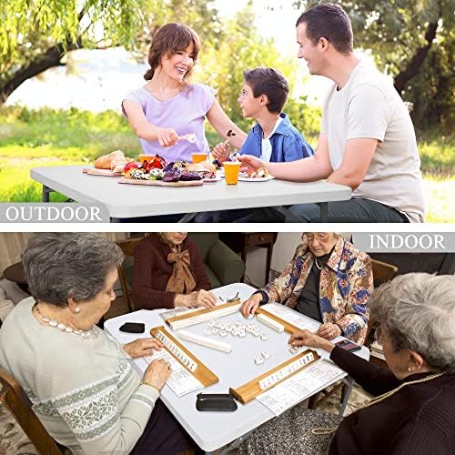 33 Inch Folding Card Table, Indoor Outdoor Portable Plastic Kitchen or Camping Picnic Party Wedding Event Table, alternate
