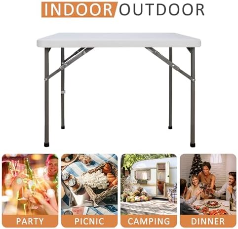 33 Inch Folding Card Table, Indoor Outdoor Portable Plastic Kitchen or Camping Picnic Party Wedding Event Table, alternate