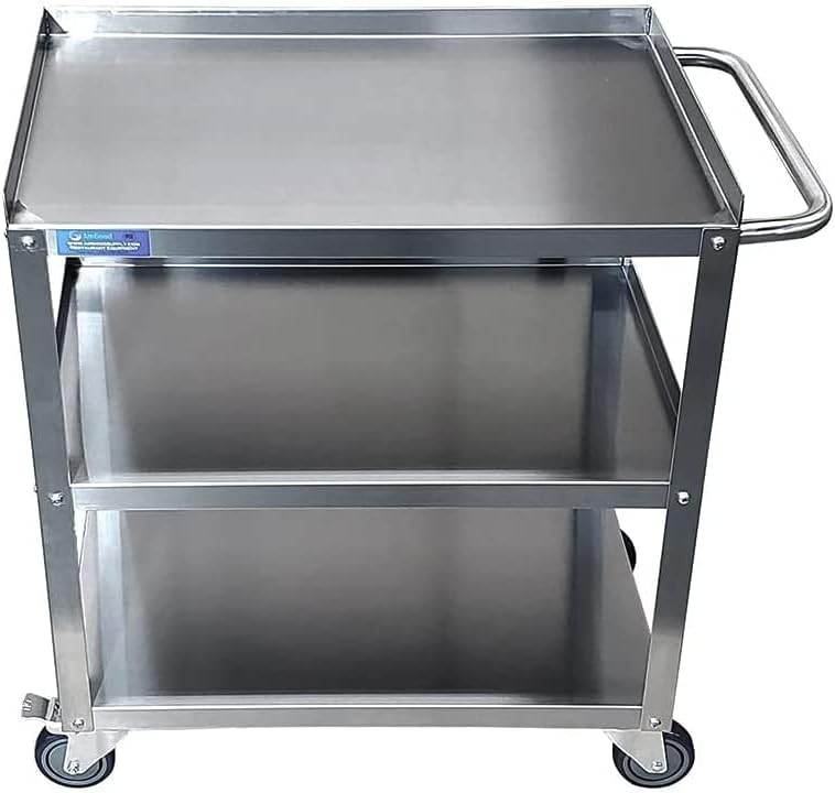 33" x 21" Stainless Utility Cart, 3-Shelf, Casters, NSF