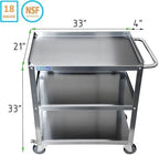 33" x 21" Stainless Utility Cart, 3-Shelf, Casters, NSF, alternate view 2