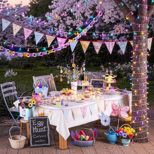 33ft 100 LED Easter Lights Battery Operated, Outdoor Indoor Pastel Lights for Easter, Colorful String Lights for, alternate
