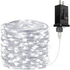 33FT 100 LED Fairy Lights Plug in, 8 Modes Twinkle Lights Cool White