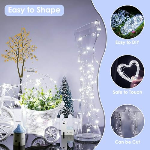 33FT 100 LED Fairy Lights Plug in, 8 Modes Twinkle Lights Cool White, alternate view 4
