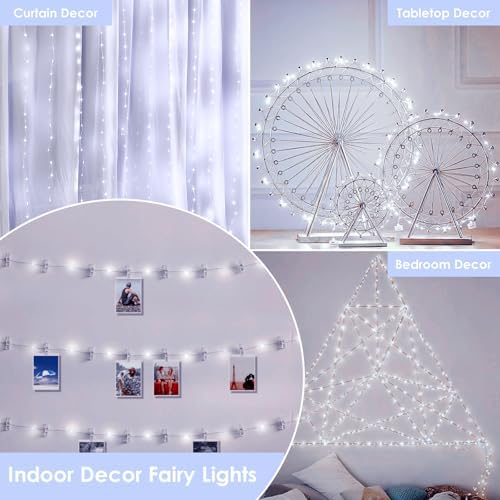 33FT 100 LED Fairy Lights Plug in, 8 Modes Twinkle Lights Cool White, alternate view 6