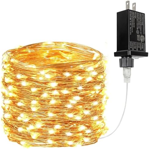 33FT 100 LED Fairy Lights Plug in, 8 Modes Twinkle Lights Warm White