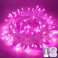 33ft 100 LED Pink Battery Operated Lights with 8 Modes Remote