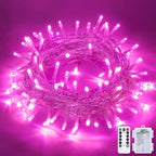 33ft 100 LED Pink Battery Operated Lights with 8 Modes Remote
