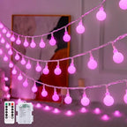 33FT 100 LED Pink Globe String Lights Battery Operated 8 Modes