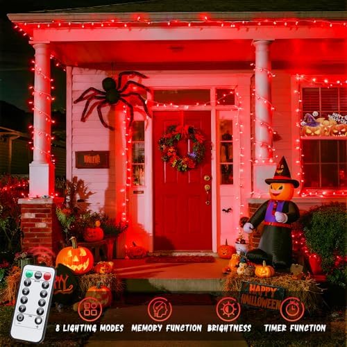 33ft 100 LED Red Halloween Lights with 8 Modes Remote, alternate view 3