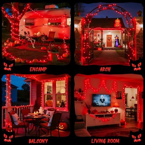 33ft 100 LED Red Halloween Lights with 8 Modes Remote, alternate view 4