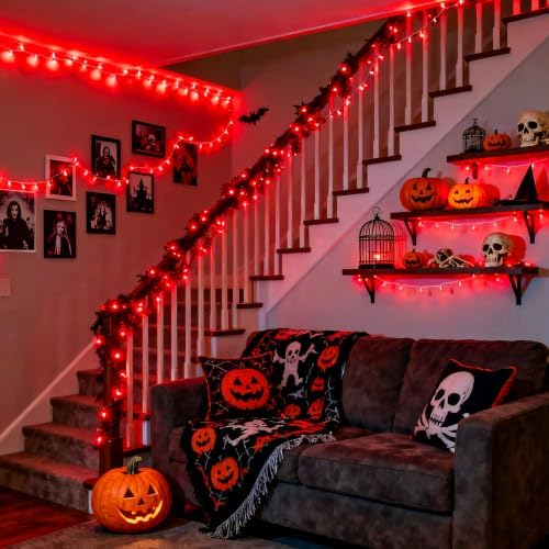 33ft 100 LED Red Halloween Lights with 8 Modes Remote, alternate view 7