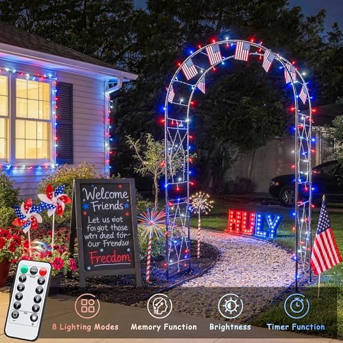 33ft 100 LED Red White and Blue Lights Outdoor, Battery Operated, alternate view 2
