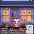 33ft 100 LED Red White and Blue Lights Outdoor, Battery Operated, alternate view 3