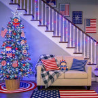 33ft 100 LED Red White and Blue Lights Outdoor, Battery Operated, alternate view 5