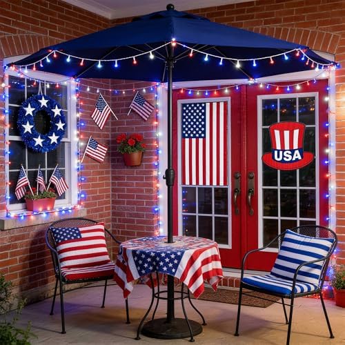 33ft 100 LED Red White and Blue Lights Outdoor, Battery Operated, alternate view 7