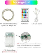 33FT 100 LED RGB Color Changing Fairy Lights Battery Operated with Remote, alternate view 4