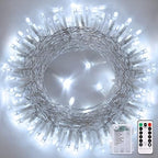 33ft 100 LED White String Lights Battery Operated with Remote