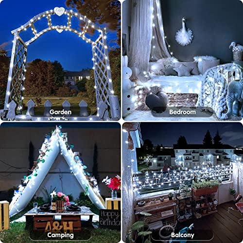 33ft 100 LED White String Lights Battery Operated with Remote, alternate view 3