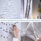 33ft 100 LED White String Lights Battery Operated with Remote, alternate view 4