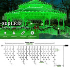 33FT 300 LED Icicle Christmas Lights, Waterproof 8 Modes Plug in Curtain Lights with 50 Drops, Green Christmas, alternate