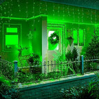 33FT 300 LED Icicle Christmas Lights, Waterproof 8 Modes Plug in Curtain Lights with 50 Drops, Green Christmas, alternate