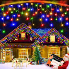 33ft 320 LED Christmas Lights Outdoor, 8 Modes Curtain Fairy Lights Plug in Waterproof Timer Memory Function