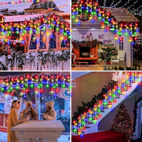33ft 320 LED Christmas Lights Outdoor, 8 Modes Curtain Fairy Lights Plug in Waterproof Timer Memory Function, alternate view