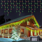 33FT 360 LED Red Green Christmas Icicle Lights, 60 Drops Plug in
