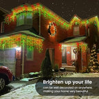 33FT 360 LED Red Green Christmas Icicle Lights, 60 Drops Plug in, alternate view 2