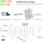33FT 360 LED Red Green Christmas Icicle Lights, 60 Drops Plug in, alternate view 4