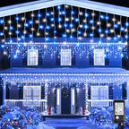 33FT 400 LED Icicle Lights for Outside, Blue and White
