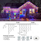 33FT 400 LED Icicle Lights for Outside, Multicolor Christmas Lights Outdoor, alternate view 4