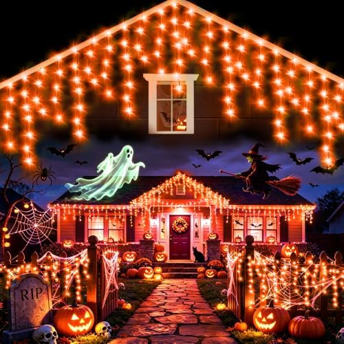 33ft 400 LED Orange Halloween Lights Outdoor for Decorations