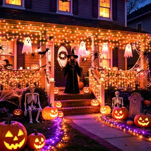33ft 400 LED Orange Halloween Lights Outdoor for Decorations, alternate view 2