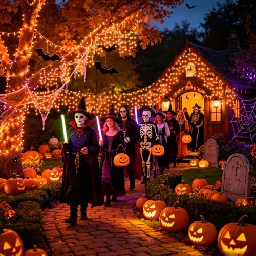 33ft 400 LED Orange Halloween Lights Outdoor for Decorations, alternate view 4