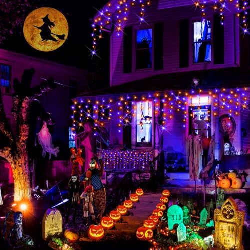 33FT 400 LED Orange Purple Halloween Lights Outdoor Decorations, alternate view 4