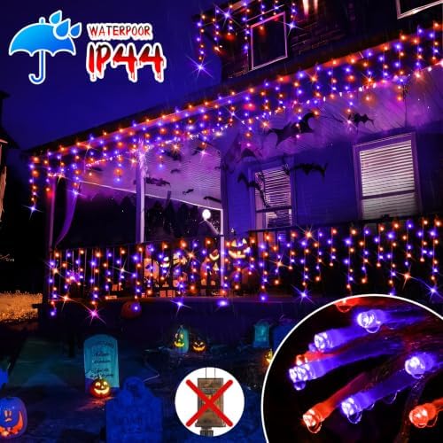 33FT 400 LED Orange Purple Halloween Lights Outdoor Decorations, alternate view 6