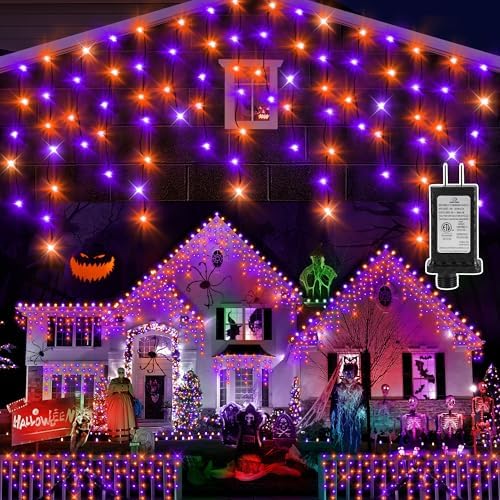 33FT 400 LED Orange Purple Halloween Lights Outdoor for Decorations