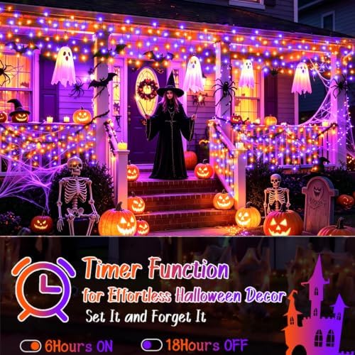 33FT 400 LED Orange Purple Halloween Lights Outdoor for Decorations, alternate view 4
