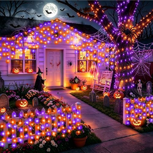 33FT 400 LED Orange Purple Halloween Lights Outdoor for Decorations, alternate view 6