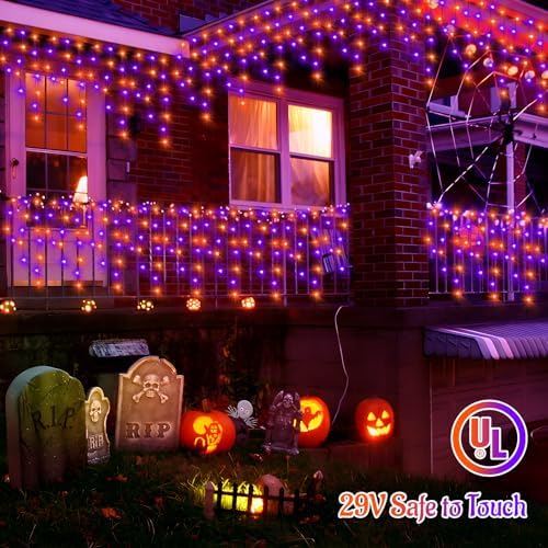 33FT 400 LED Orange Purple Halloween Lights Outdoor for Decorations, alternate view 7