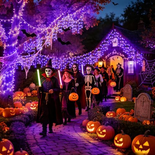 33ft 400 LED Purple Halloween Lights Outdoor for Decorations, alternate view 5