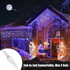 33FT Christmas Icicle Lights Outdoor Connectable White & Blue, alternate view 5