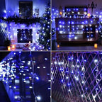 33FT Christmas Icicle Lights Outdoor Connectable White & Blue, alternate view 7