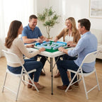 34.6" Folding Mahjong Table, Portable Game Table with Cup Holders, alternate view 2