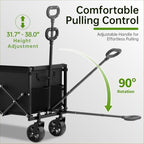 34" Extra Long Collapsible Wagon Cart, 360LBS Capacity, Black in Black, alternate view 6