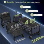 34'' Extra Long Folding Portable Wagon, 120L 360LBS Purple, alternate view 3