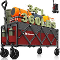 34'' Extra Long Folding Portable Wagon, 120L 360LBS Red & Grey